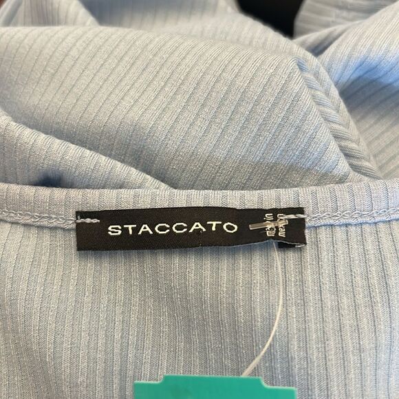 Staccato Marina light blue V neck flutter sleeve tee Size S New - Picture 8 of 9